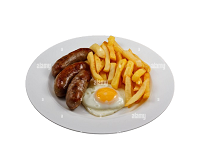 2x Sausage, 1x Egg & Chips 